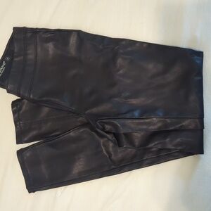 Black Faux Leather Pull On Leggings
